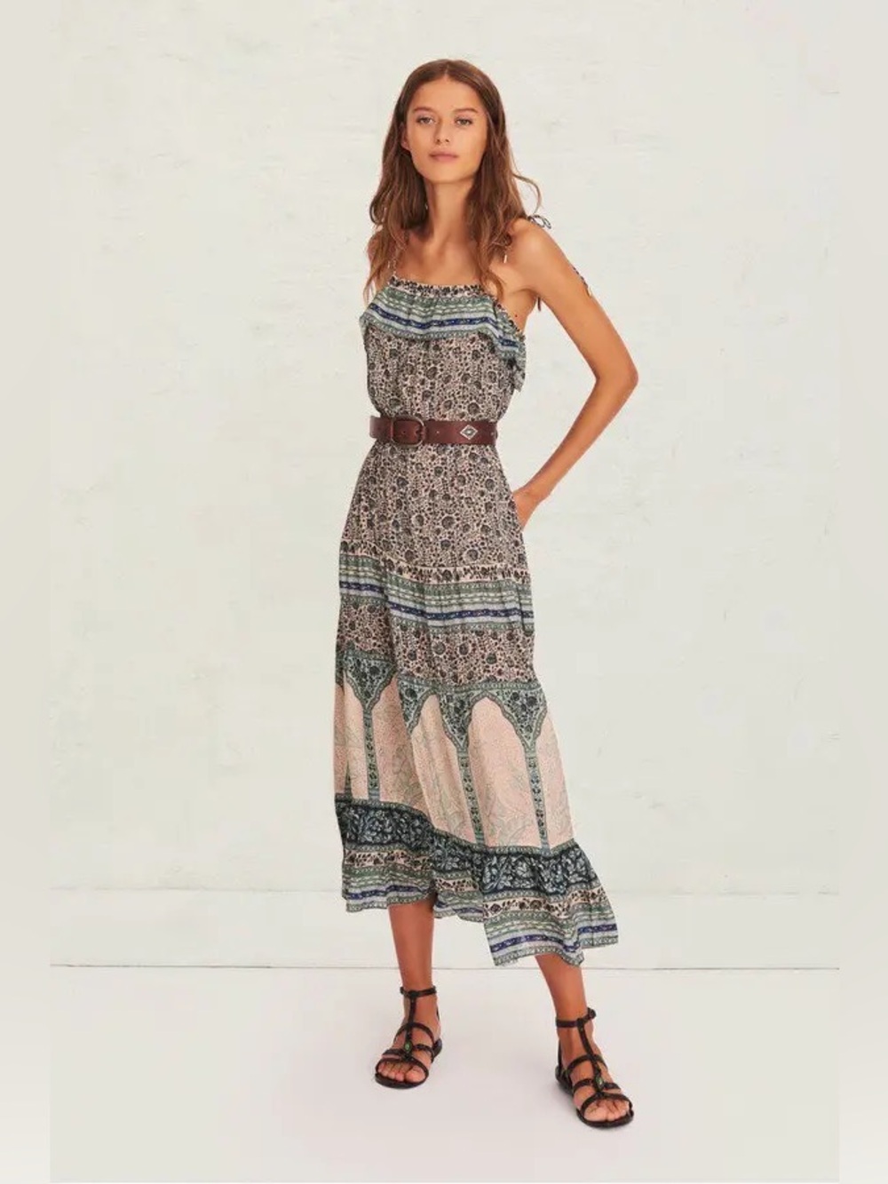 Ba&sh Teresa Midi Dress in Vertdeau Print | Size S / US 4